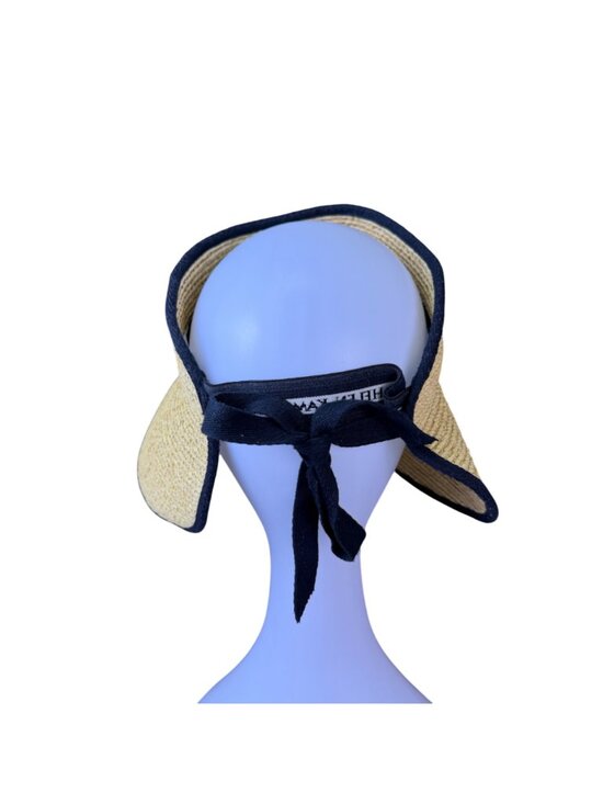 Helen Kaminski Womens Natural Raffia Straw Visor Hat With Black Trim main image 4
